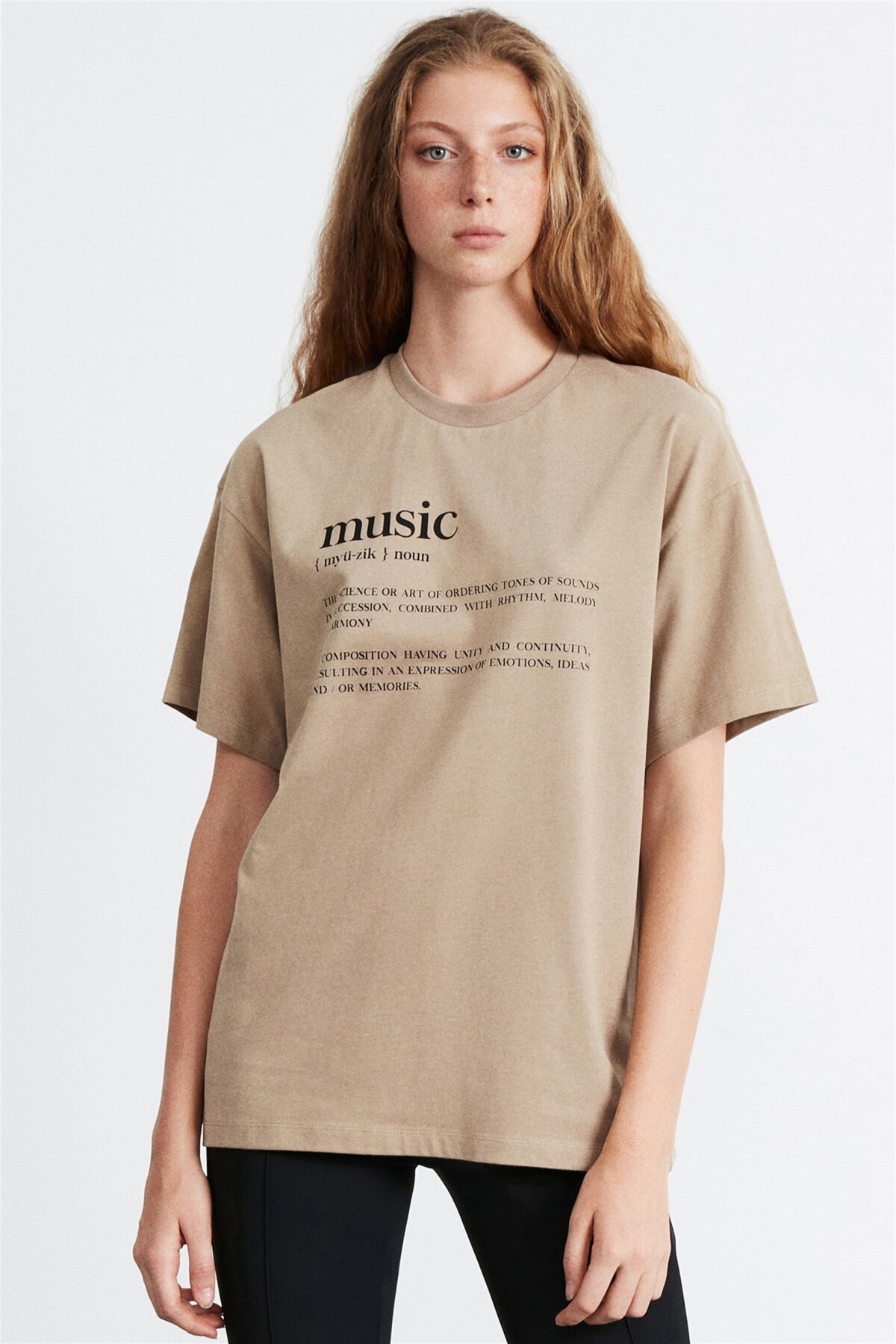 GRIMELANGE Kahverengi Ivy Örme Oversize T-shirt