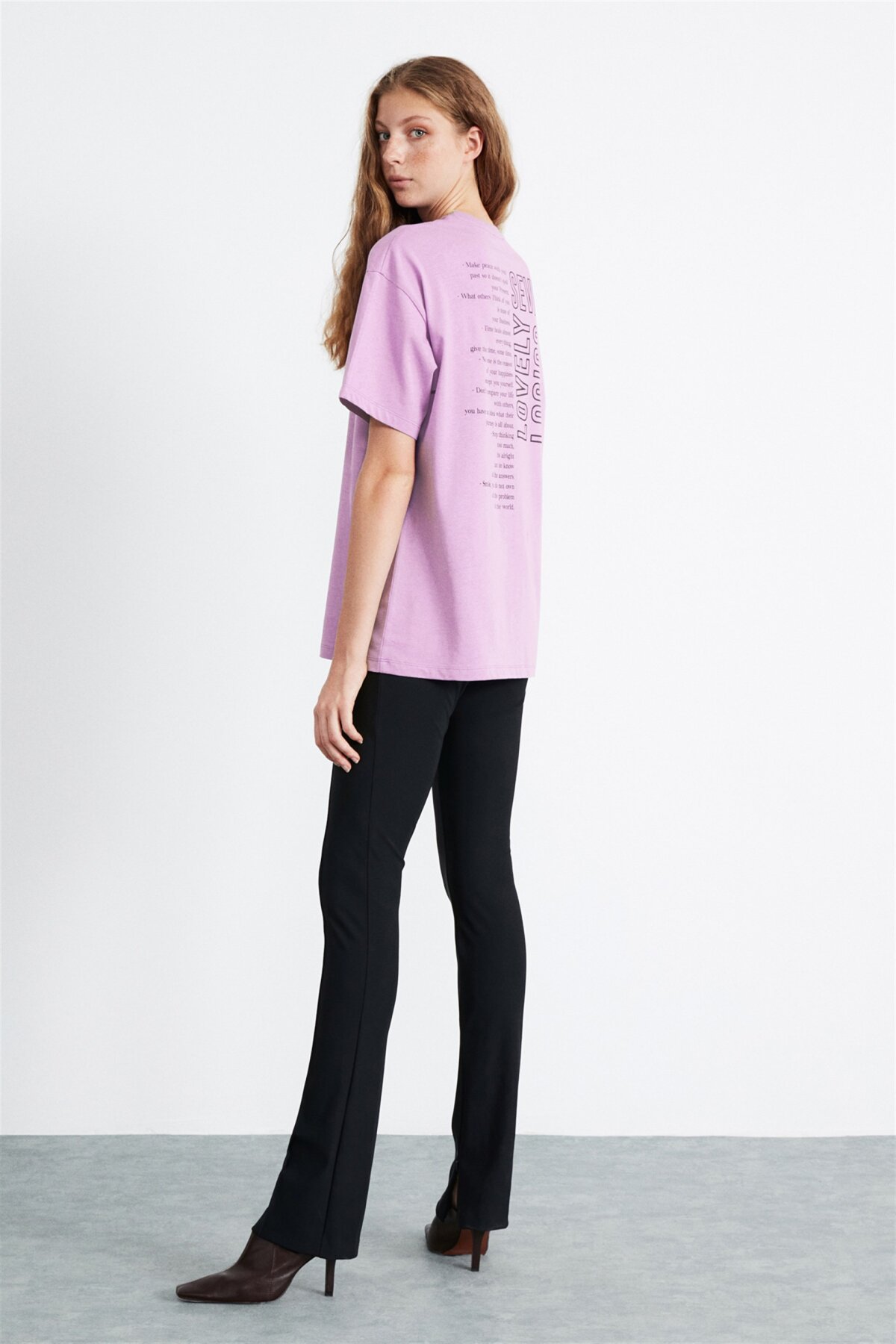 GRIMELANGE Mor Natalie Örme Oversize T-shirt