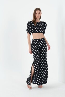 Kol Büzgülü Gipe Deaylı Crop Poplin Bluz