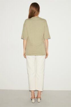Açık Haki Delphine Örme Oversize T-shirt
