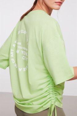 Açık Yeşil Piece Örme Oversize T-shirt