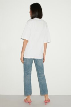 Beyaz Kassia Örme Oversize T-shirt