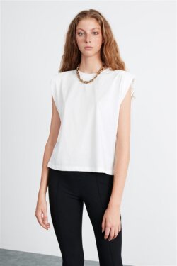 Beyaz Luna Örme Comfort Fit T-shirt