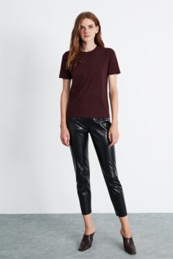 Bordo Hannah Örme Comfort Fit T-shirt