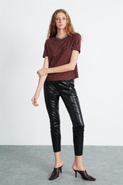 Bordo Stella Örme Comfort Fit T-shirt