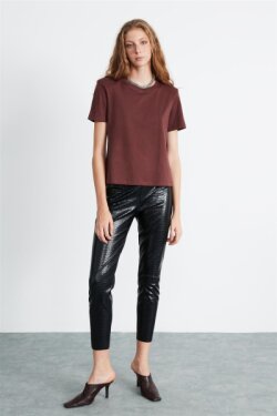 Bordo Stella Örme Comfort Fit T-shirt