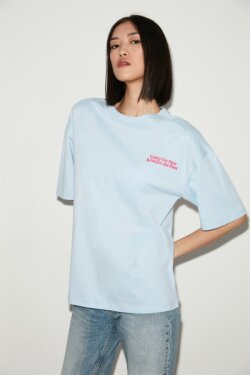 Mavi Zahara Örme Oversize T-shirt