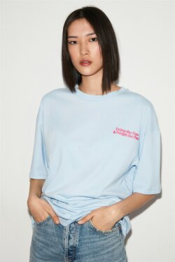 Mavi Zahara Örme Oversize T-shirt