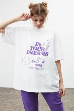 Mor Dream Örme Oversize T-shirt