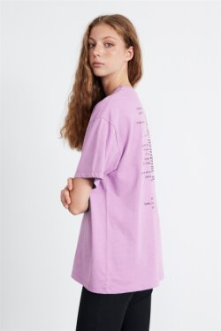 Mor Natalie Örme Oversize T-shirt