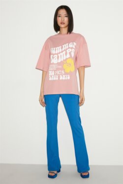 Pembe Delphine Örme Oversize T-shirt