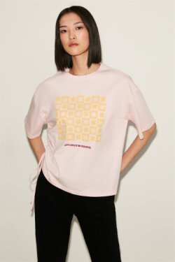 Pembe Nori Örme Comfort T-shirt