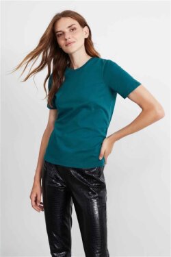 Petrol Yeşili Hannah Örme Comfort Fit T-shirt