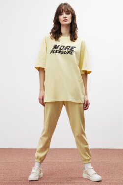 Sarı Pleasure Örme Oversize T-shirt