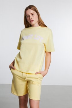 Sarı Puerto Örme Comfort Fit T-shirt