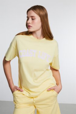 Sarı Puerto Örme Comfort Fit T-shirt