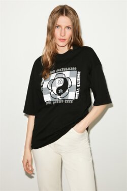 Siyah Kassia Örme Oversize T-shirt