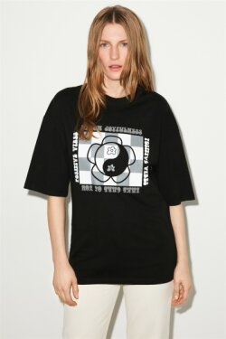 Siyah Kassia Örme Oversize T-shirt