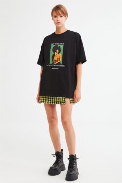 Siyah Melville Örme Oversize T-shirt