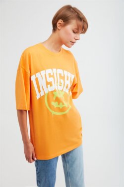 Turuncu Insight Örme Oversize T-shirt