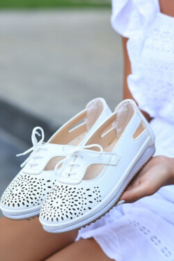 Beyaz Ciol Cilt Babet Ayakkabı