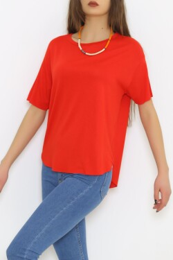 Kırmızı Eteği Oval Bluz