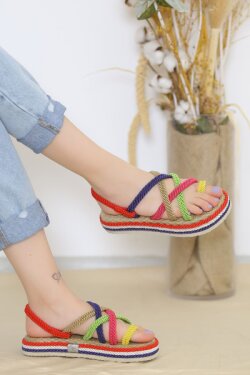 Rengarenk Parmak Arası Sandalet