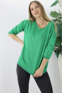 Yeşil Dirsek Kol Salaş Bluz