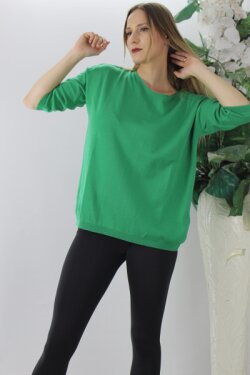 Yeşil Dirsek Kol Salaş Bluz