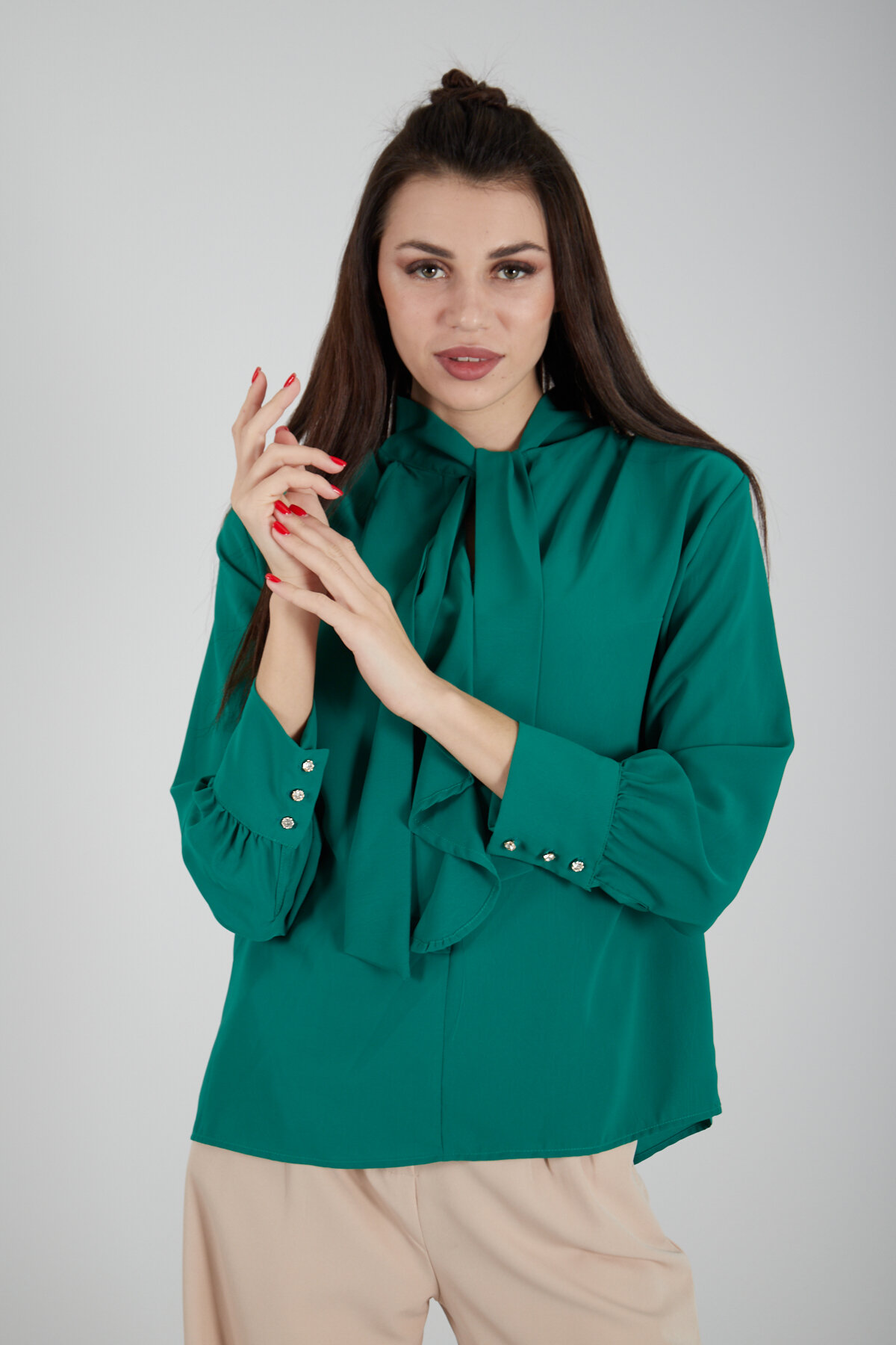 Ardanewline Yeşil Önü Fırfır Detaylı Bluz