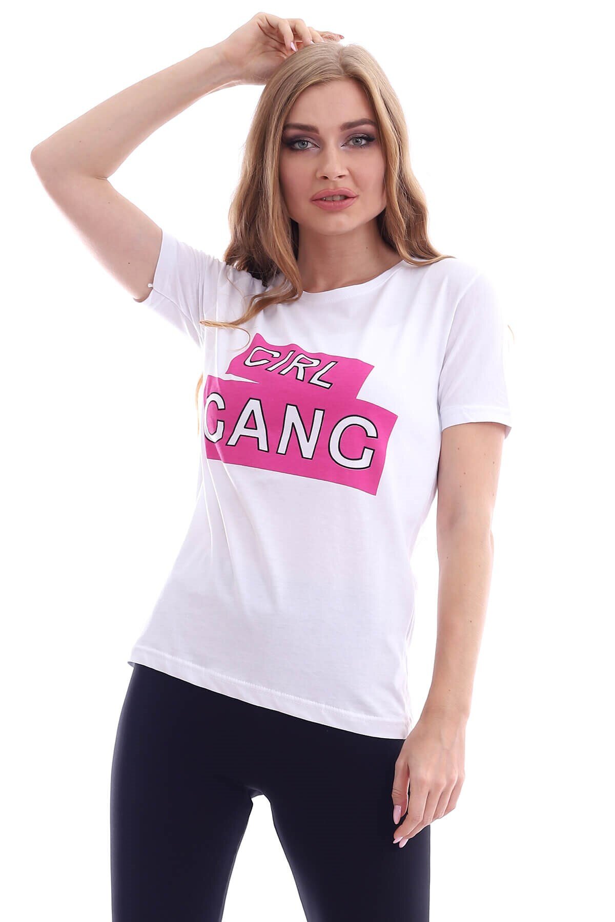 Deafox Beyaz Girl Gang Baskı Tişört