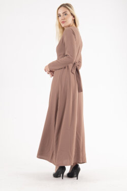 Camel Eteği Kapaklı Modeli Elbise