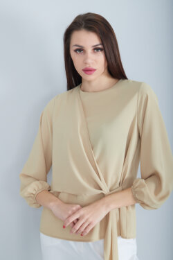 Camel Göğüs Kısmı Kapama Detaylı Bluz