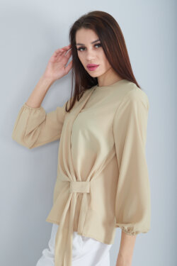 Camel Göğüs Kısmı Kapama Detaylı Bluz