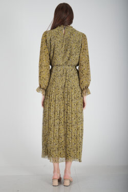 Fıstık Boydan Piliseli Elbise