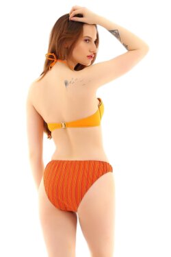 Turuncu Pul Detaylı Destekli Bikini Takımı