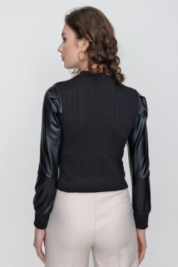 Siyah Saç Örgü Bluz