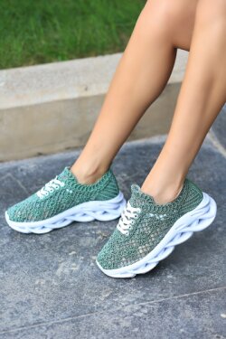 Skan Mint Yeşili Örgülü Spor Ayakkabı