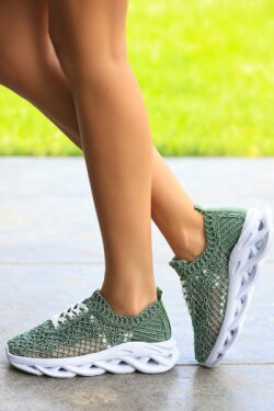 Skan Mint Yeşili Örgülü Spor Ayakkabı