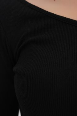 Siyah Omuz Dekolteli Midi Elbise