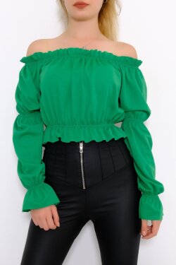 Yeşil Madonna Yaka Bluz