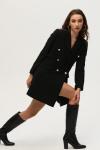 Siyah Astarlı Düğme Kapamalı Uzun Blazer Mini Ceket Elbise