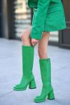 Yeşil Marlie Cilt Topuklu Çizme