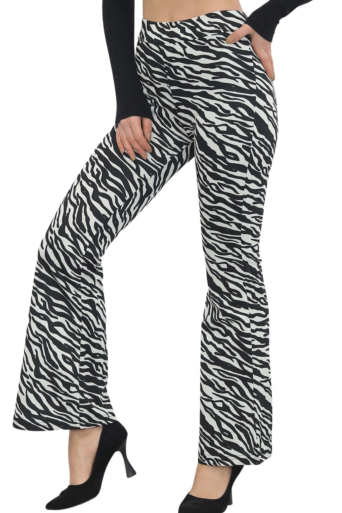 Shenaz Zebra İspanyol Paça Pantolon