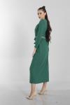 Yeşil Uzun Kol Drape Ve Taş Detaylı Elbise