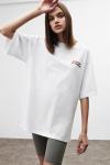 Beyaz Madison Örme Oversize T-shirt