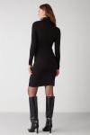 Siyah Ingrid Örme Bodycon Mini Elbise