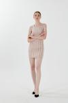 Pudra Sıfır Kol Chanel Kumaş Mini Elbise