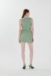 Yeşil Sıfır Kol Chanel Kumaş Mini Elbise