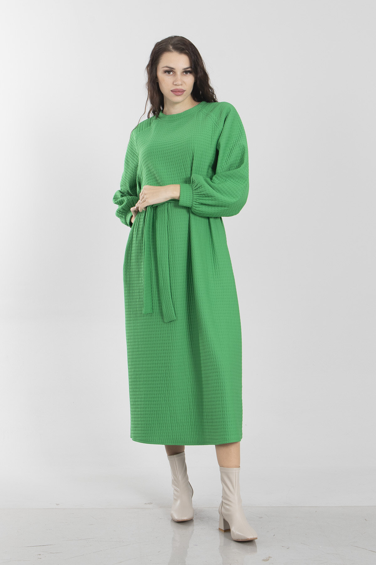 Ardanewline Yeşil Uzun Kol Elbise